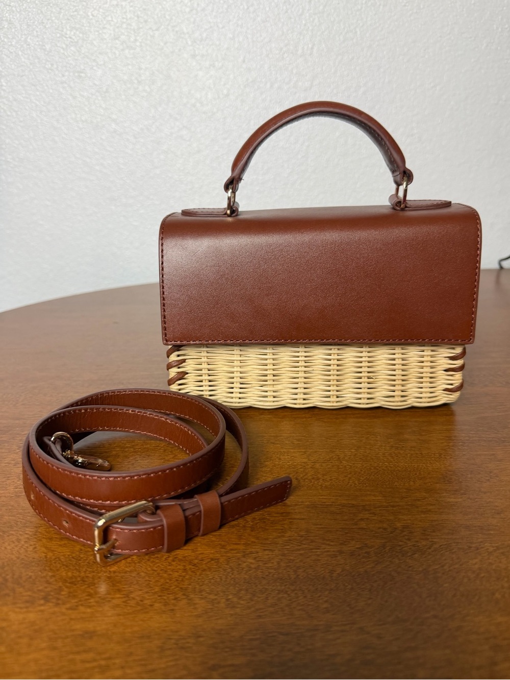 J.Crew Small Wicker & Leather Crossbody Bag - Picture 8 of 11